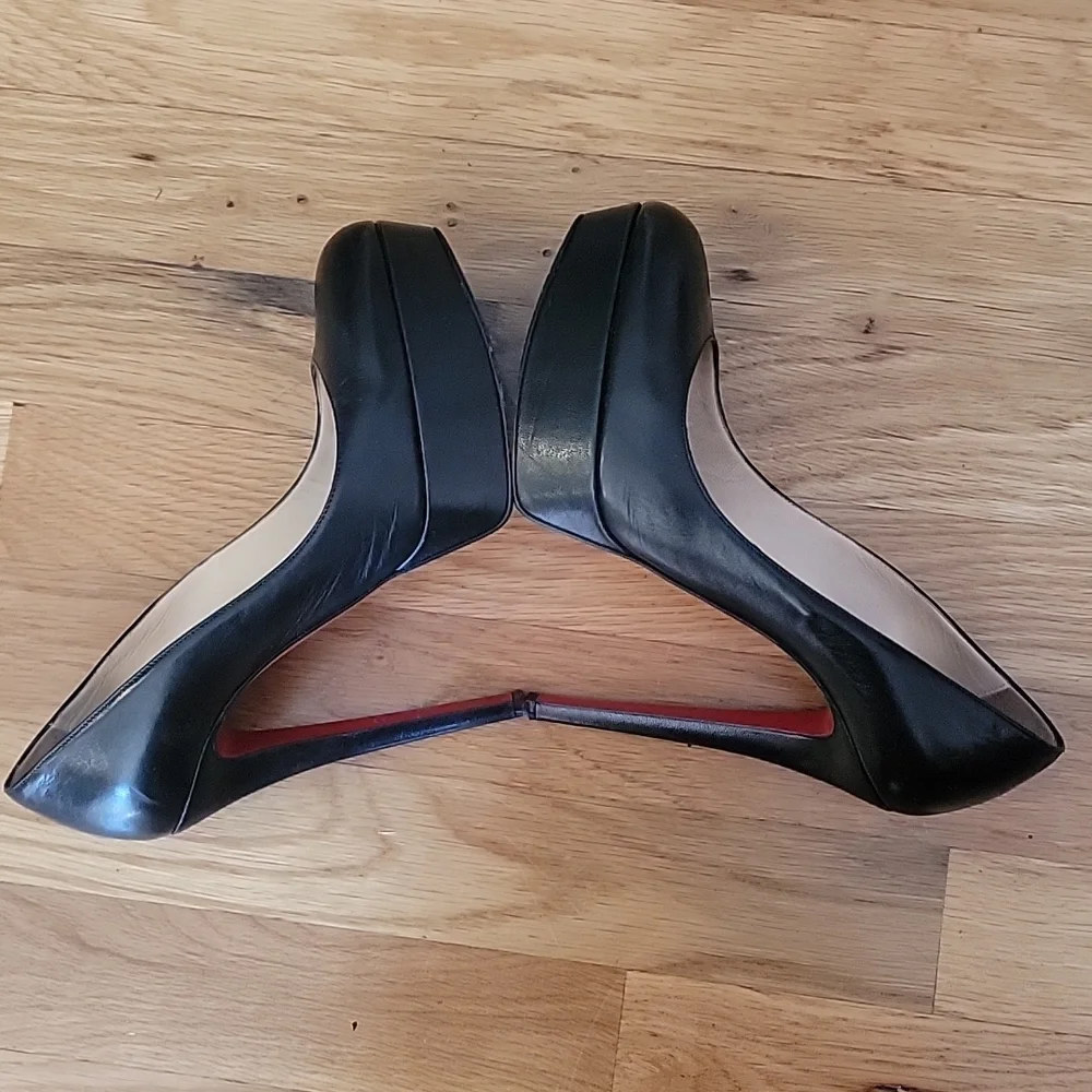 INC CHRISTIAN LOUBOUTIN ⚫️ kid  leather "Bianca" 140 black  sz 36.5, +box - Picture 10 of 12